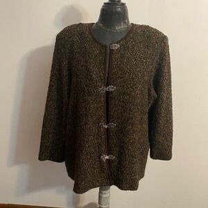 eccotoo Brown/Tan sweater with clasp closure, size 3X